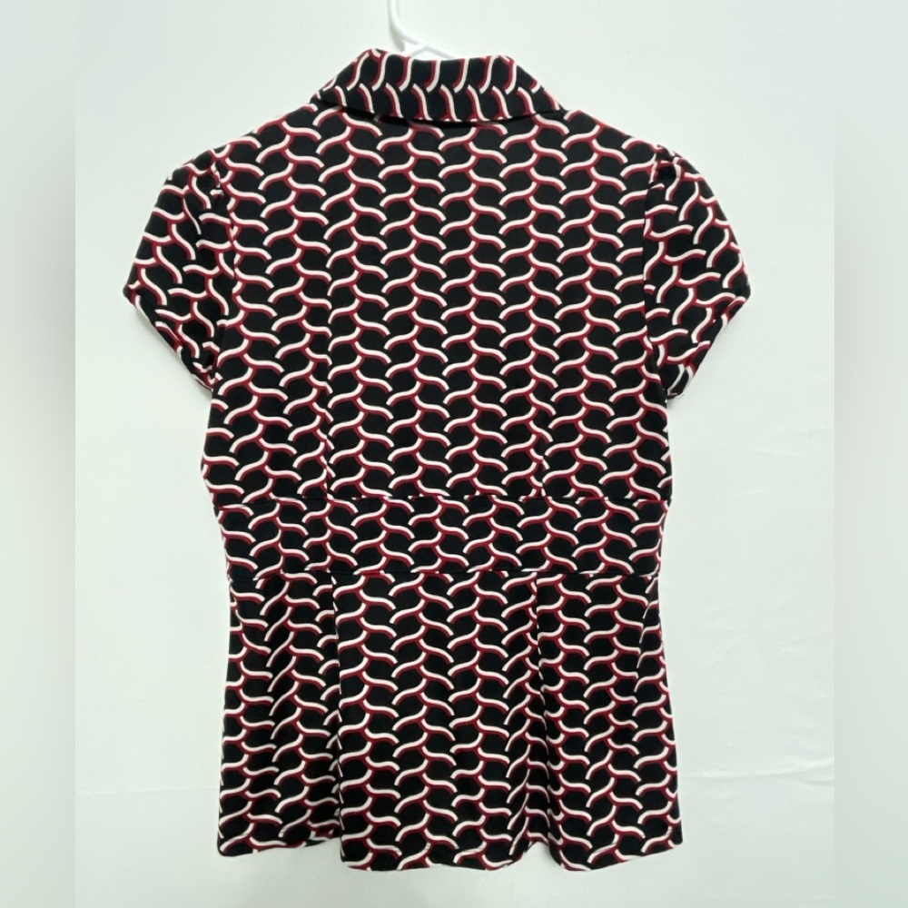 INCInternational)Concepts PetiteButtonFrontBlouseGeometricPrint Black Red(A166✨ - Picture 4 of 5